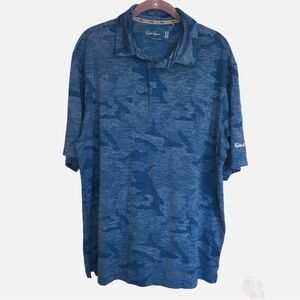 Walter Hagen 11 Majors Blue Camo Mens Golf Polo Shirt Size L Short Sleeve